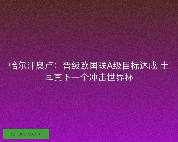恰尔汗奥卢：晋级欧国联A级目标达成 土耳其下一个冲击世界杯