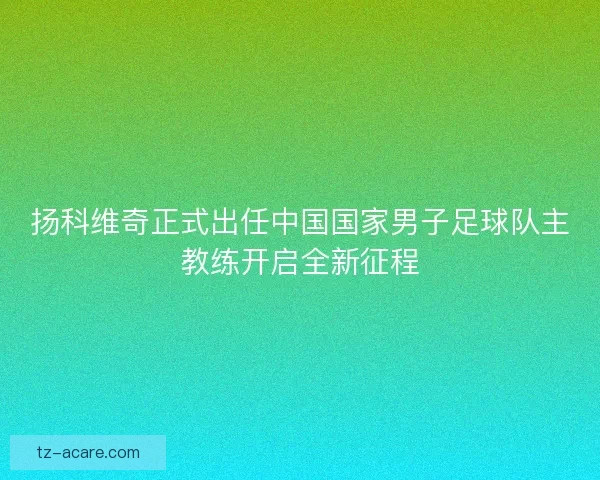 扬科维奇正式出任中国国家男子足球队主教练开启全新征程