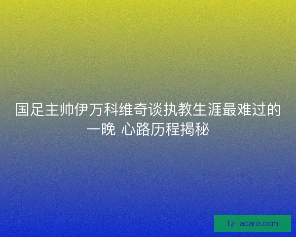 国足主帅伊万科维奇谈执教生涯最难过的一晚 心路历程揭秘